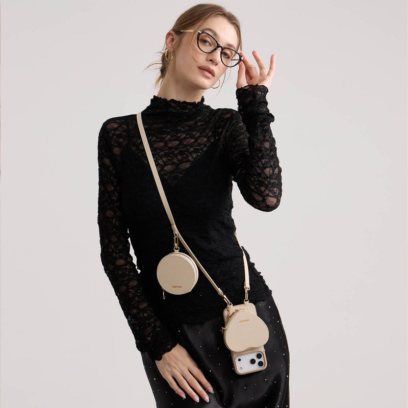 ハートデザインキット – 取り外し可能なハートポーチ付きクロスボディiPhoneケース