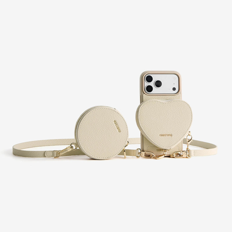 ハートデザインキット – 取り外し可能なハートポーチ付きクロスボディiPhoneケース