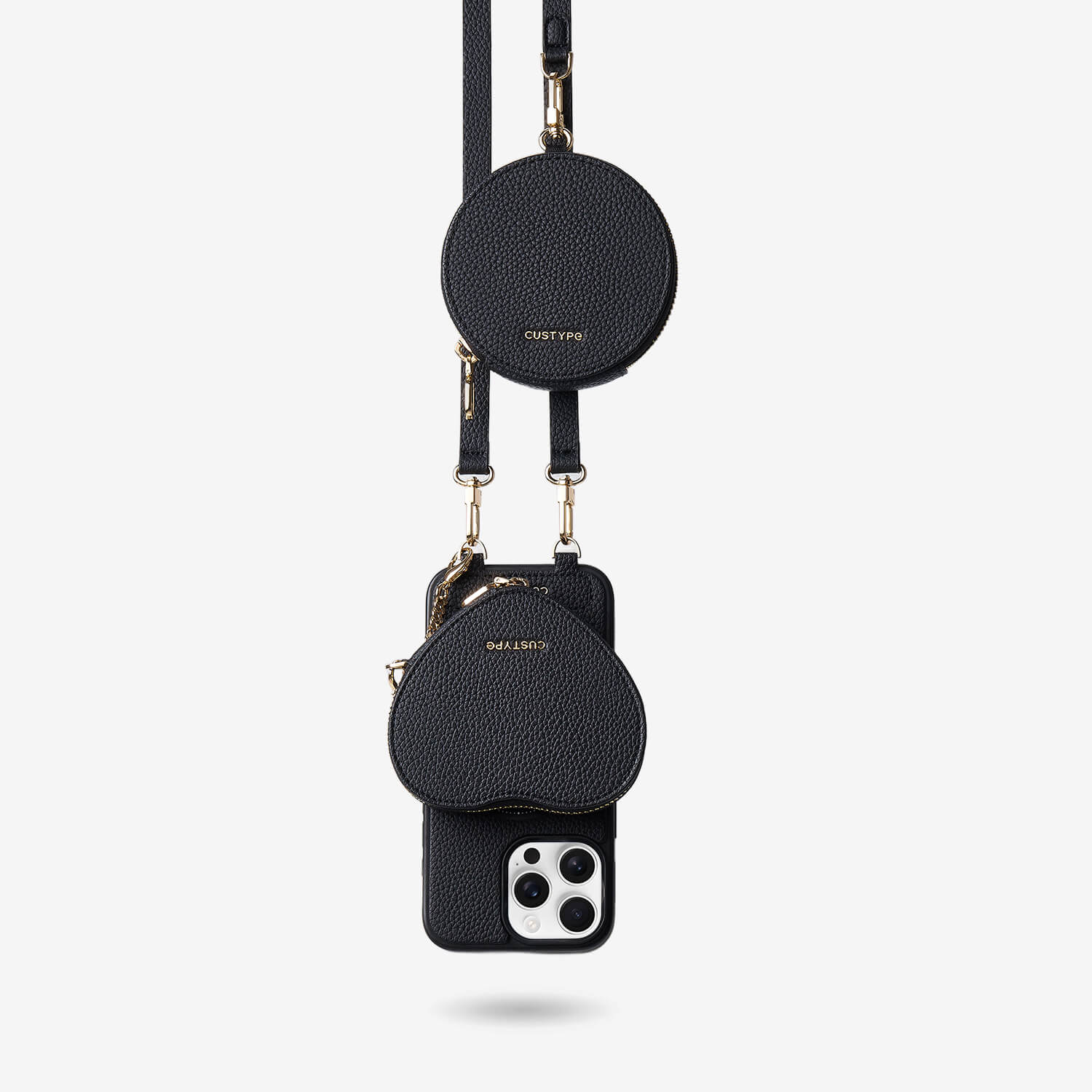 ハートデザインキット – 取り外し可能なハートポーチ付きクロスボディiPhoneケース