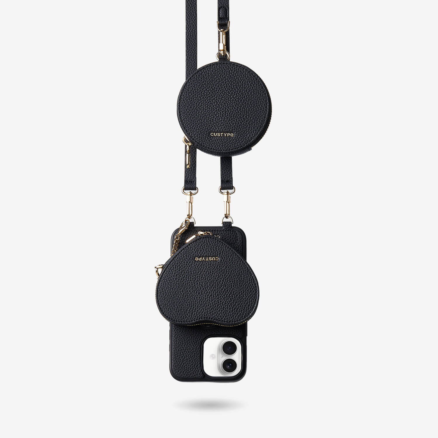 ハートデザインキット – 取り外し可能なハートポーチ付きクロスボディiPhoneケース