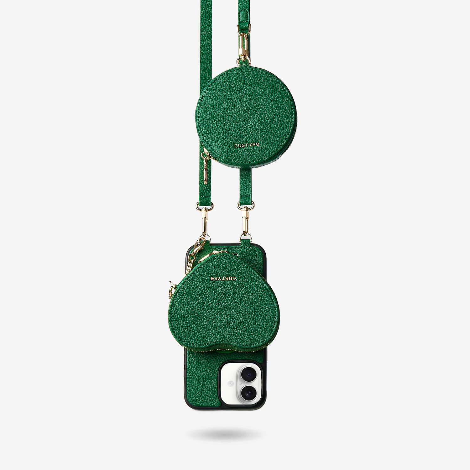 ハートデザインキット – 取り外し可能なハートポーチ付きクロスボディiPhoneケース