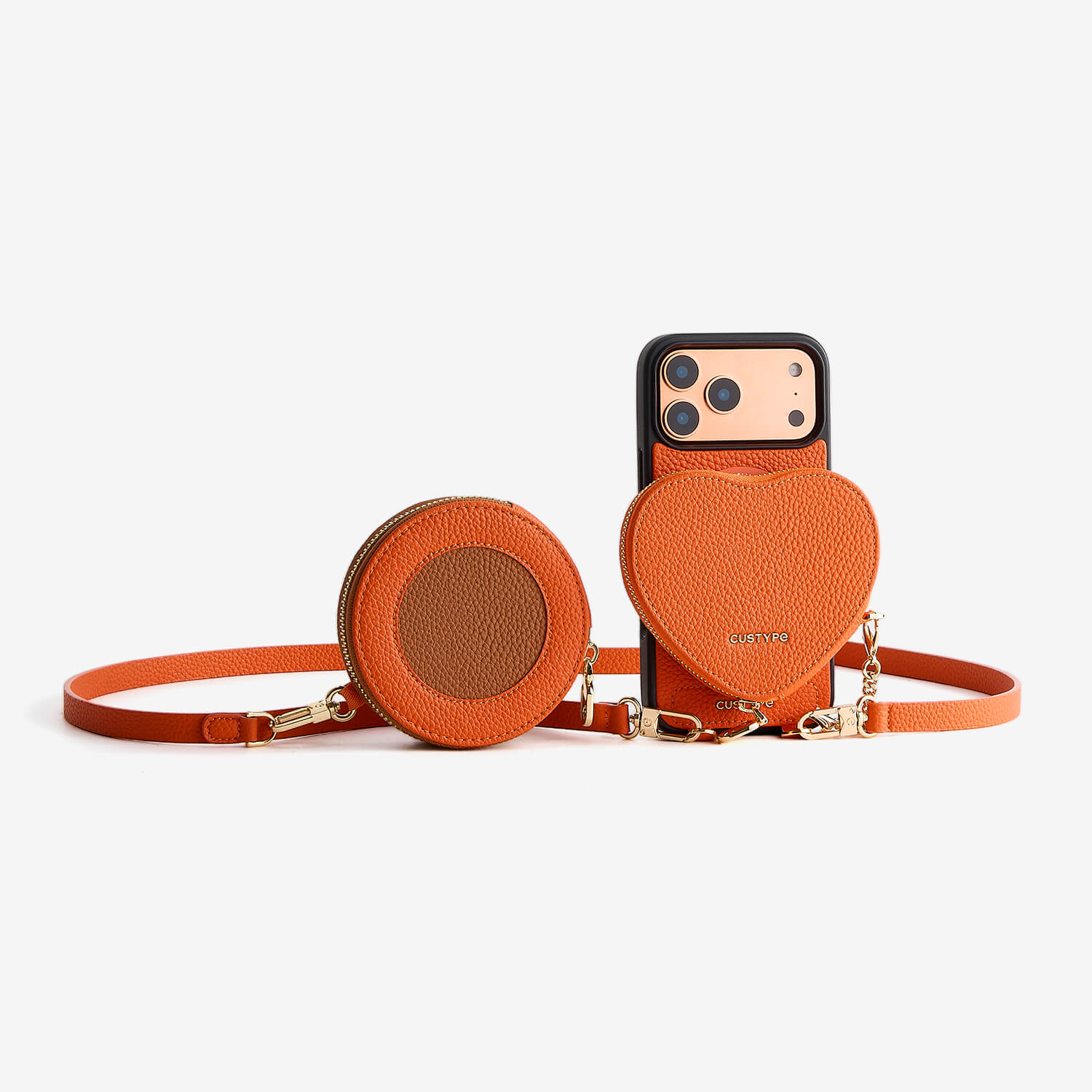 ハートデザインキット – 取り外し可能なハートポーチ付きクロスボディiPhoneケース