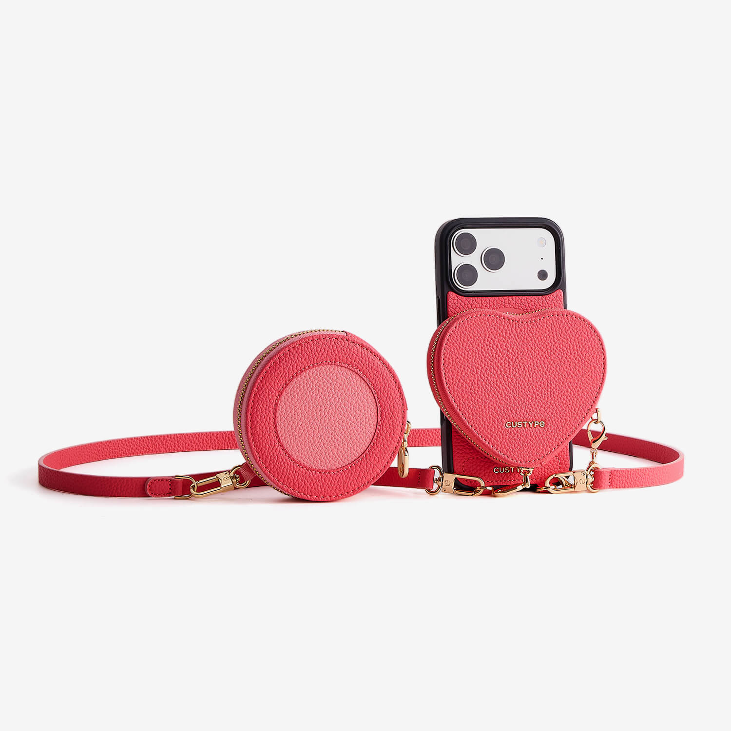 ハートデザインキット – 取り外し可能なハートポーチ付きクロスボディiPhoneケース