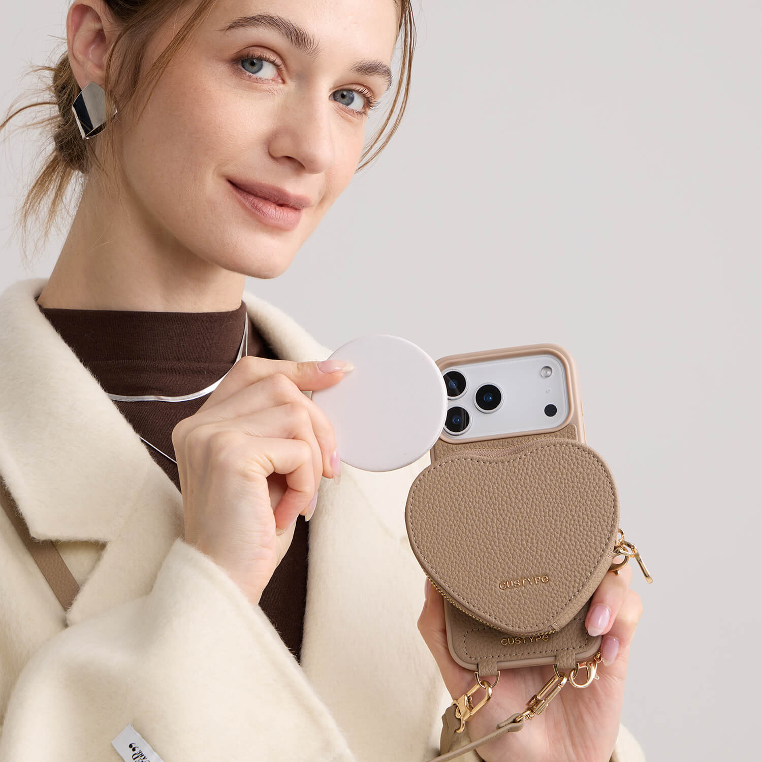 モランディグレースキット – クロスボディストラップ＆ハートポーチ付きフォンケース