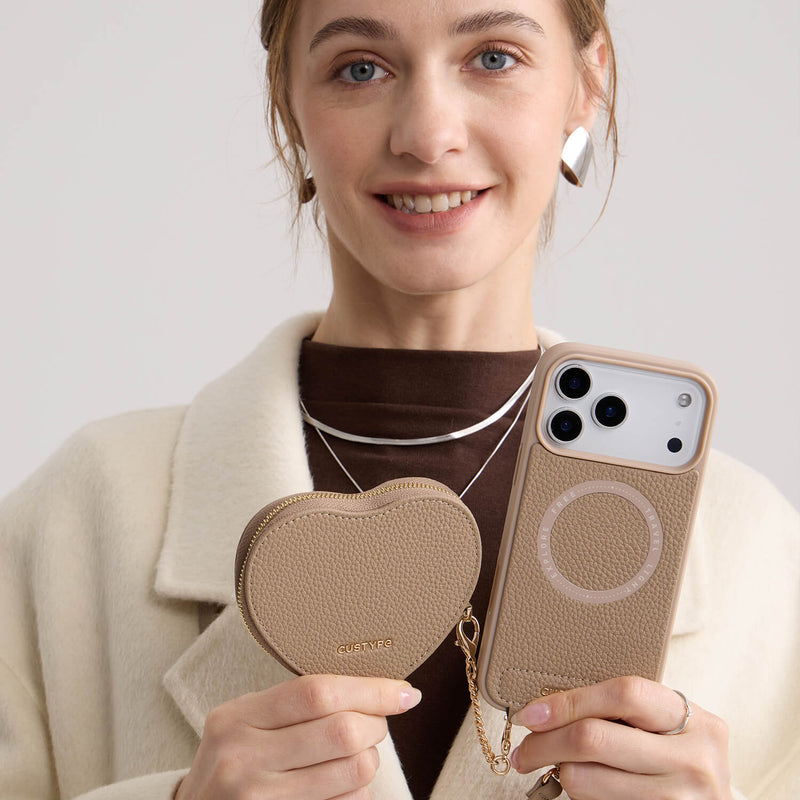 モランディグレースキット – クロスボディストラップ＆ハートポーチ付きフォンケース