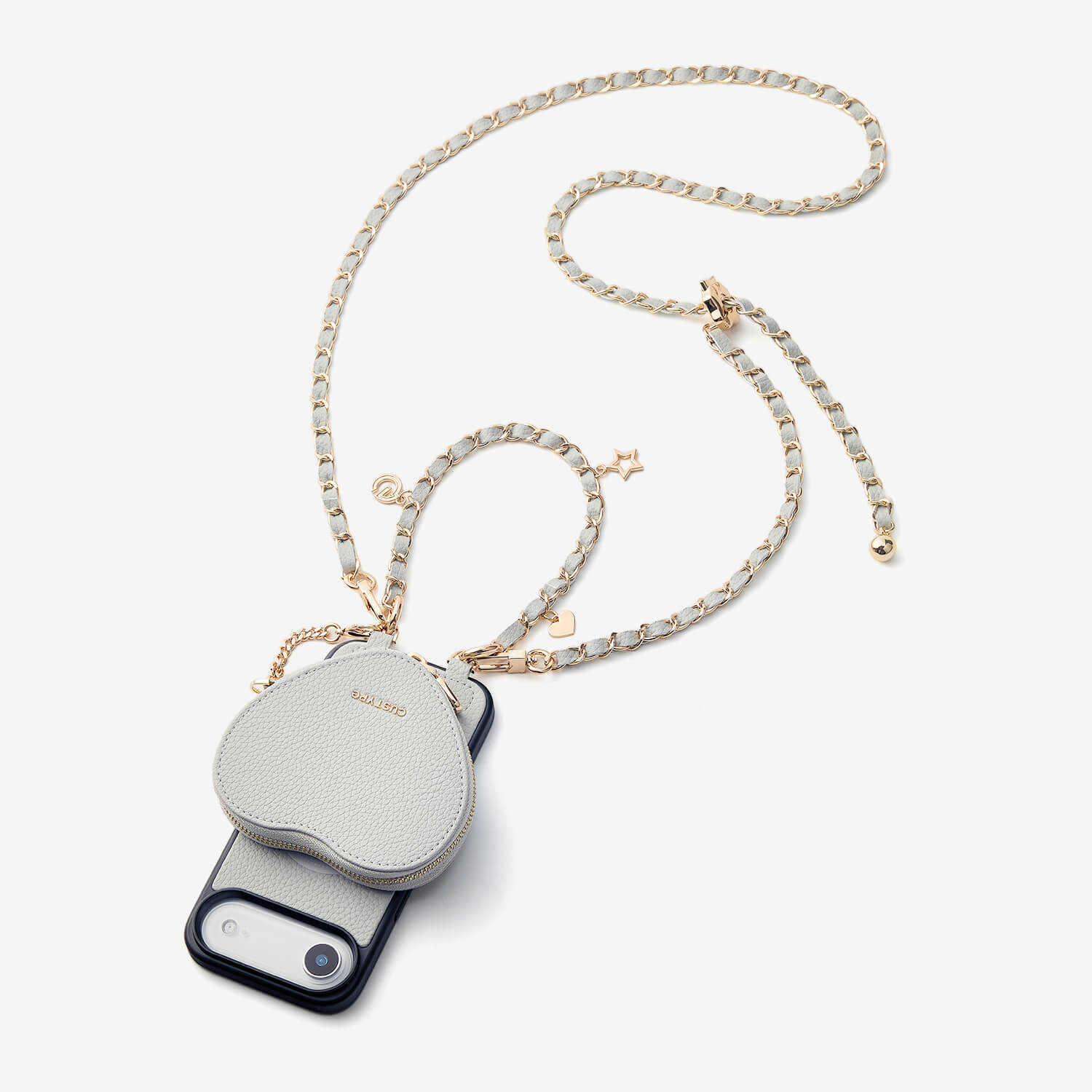 Allure Chain Series- iPhone Case with Heart Pouch & Chain Strap-Custype