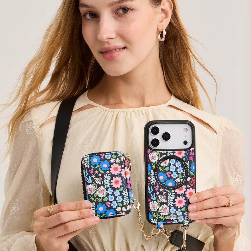 Gale Switzer -ブルームテーマ マグネット付きウォレット クロスボディ iPhoneケース
