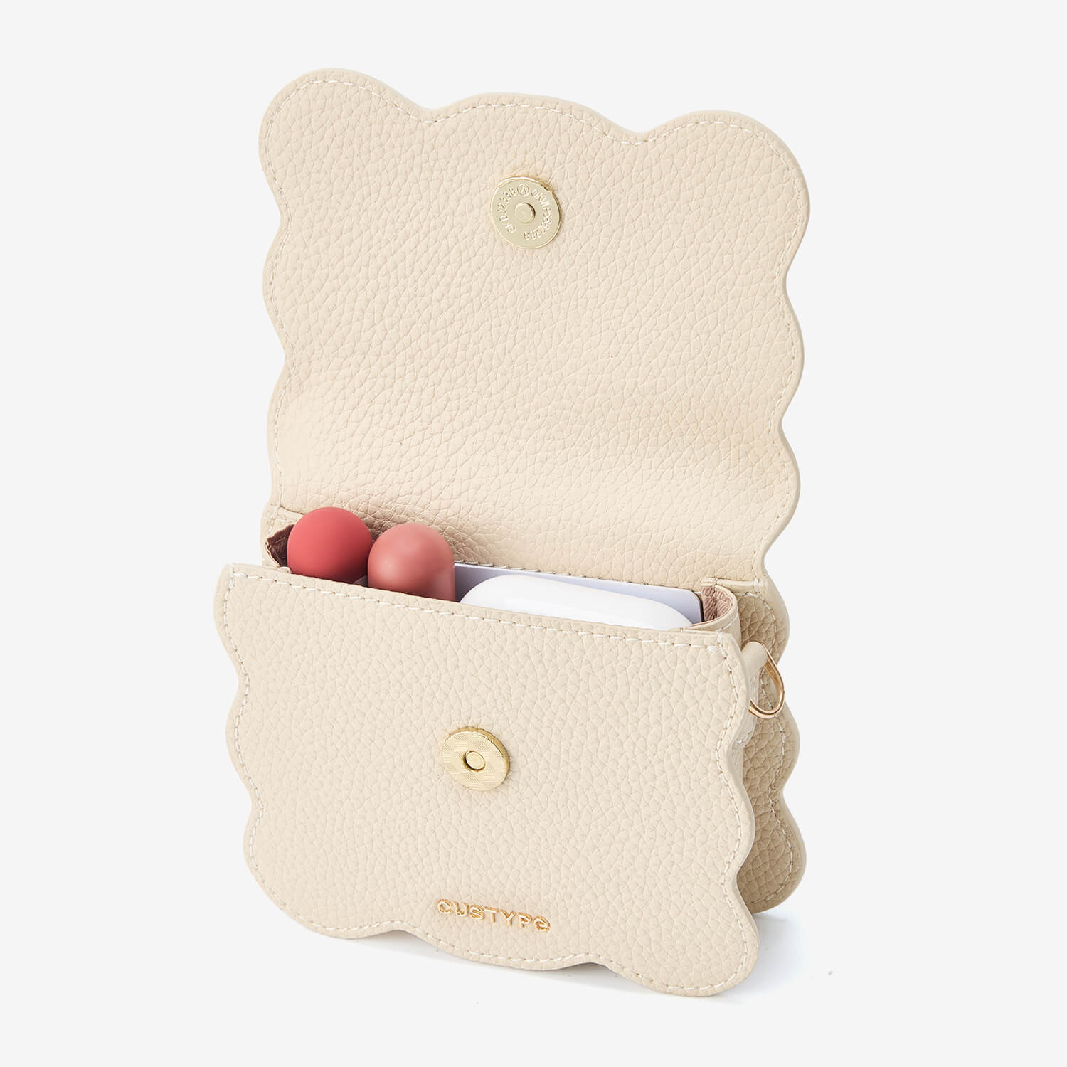 AirPods Pouch- Crossbody Mini Flap Bag-AirPods case-Lychee Pattern Leather Mini Zip Pouch