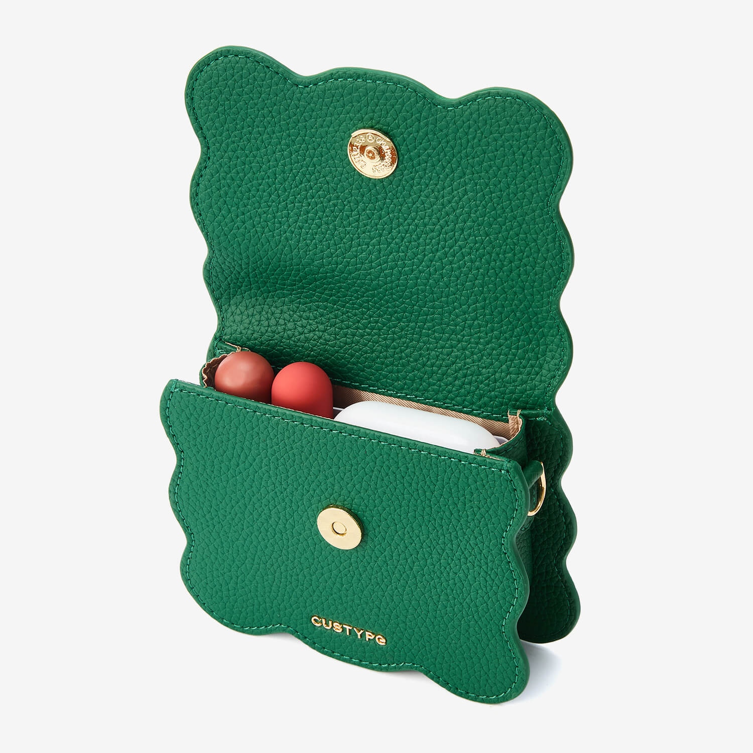 AirPods Pouch- Crossbody Mini Flap Bag-AirPods case-Lychee Pattern Leather Mini Zip Pouch