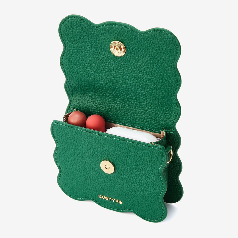 AirPods Pouch- Crossbody Mini Flap Bag-AirPods case-Lychee Pattern Leather Mini Zip Pouch