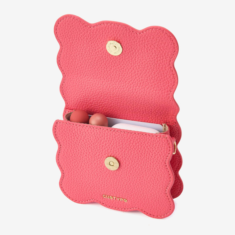 AirPods Pouch- Crossbody Mini Flap Bag-AirPods case-Lychee Pattern Leather Mini Zip Pouch