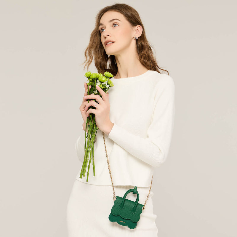 AirPods Pouch- Crossbody Mini Flap Bag-AirPods case-Lychee Pattern Leather Mini Zip Pouch