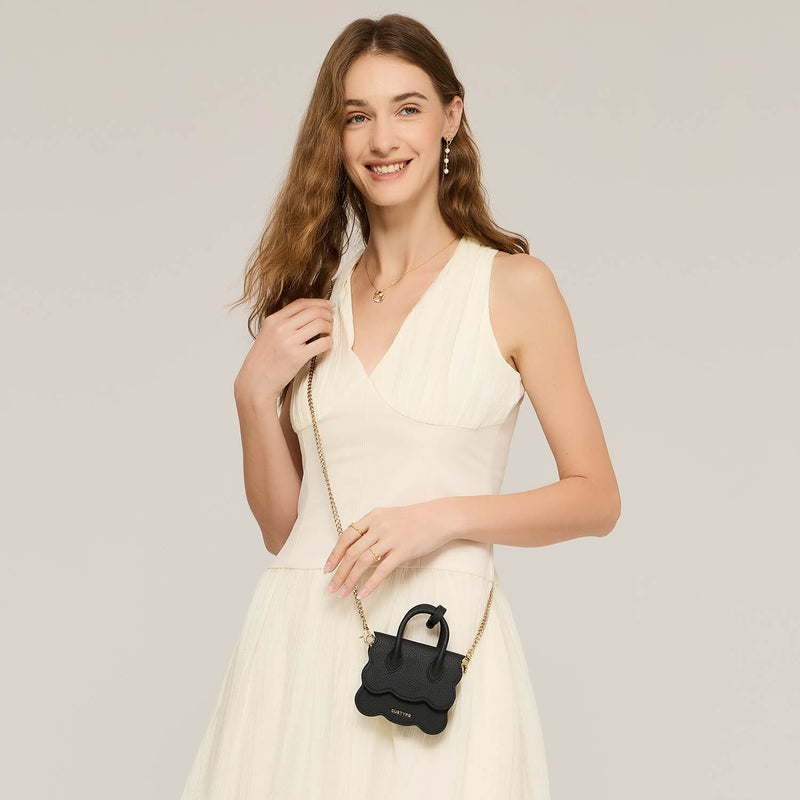 AirPods Pouch- Crossbody Mini Flap Bag-AirPods case-Lychee Pattern Leather Mini Zip Pouch