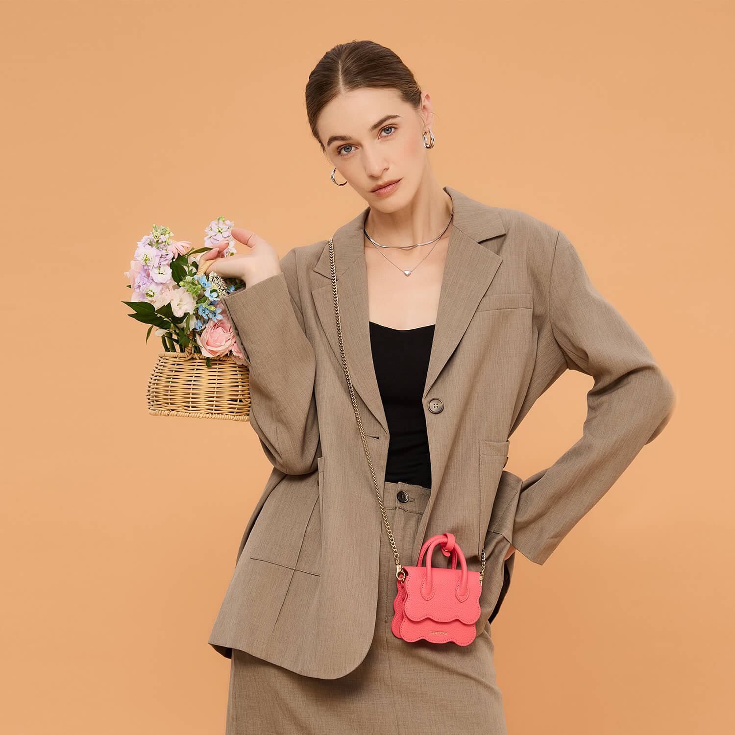 AirPods Pouch- Crossbody Mini Flap Bag-AirPods case-Lychee Pattern Leather Mini Zip Pouch