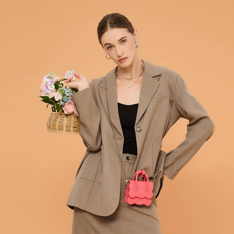 AirPods Pouch- Crossbody Mini Flap Bag-AirPods case-Lychee Pattern Leather Mini Zip Pouch