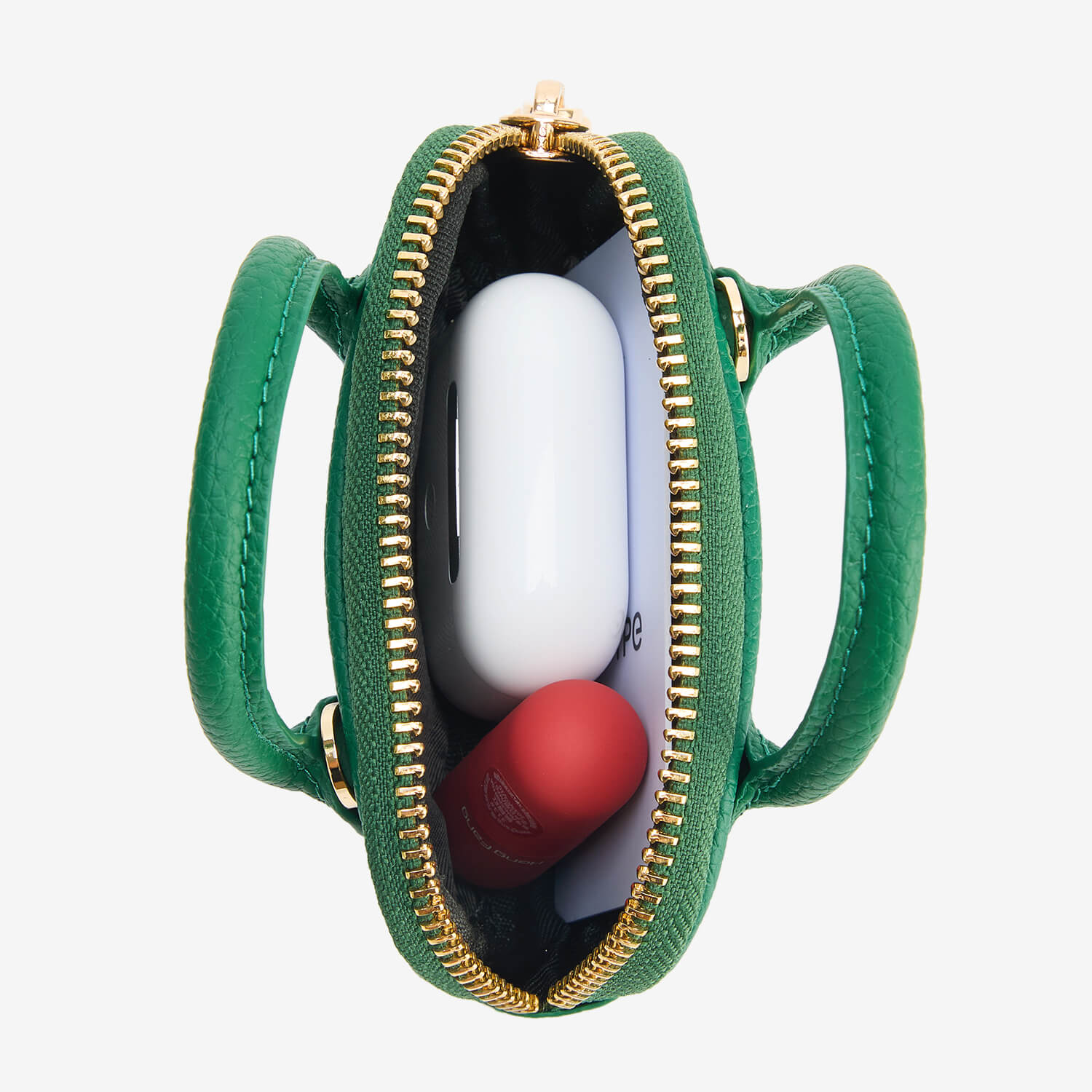 AirPodsポーチ - ライチレザー製ミニジップポーチ（AirPods用）