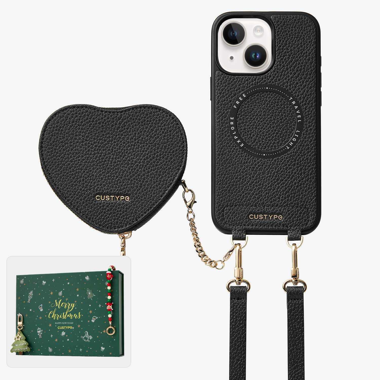 sweet phone case with heart pouch
