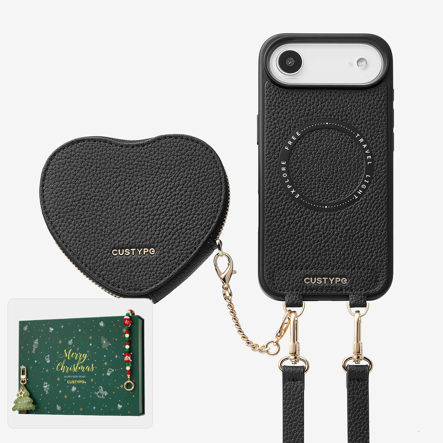 Christmas sweet phone case with heart pouch
