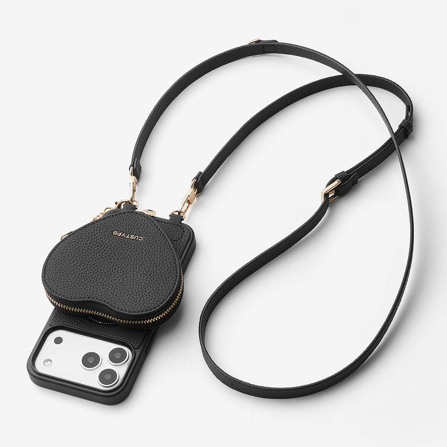 Custype iPhone 13用ハート型スマホケース：クロスボディ＆リスト