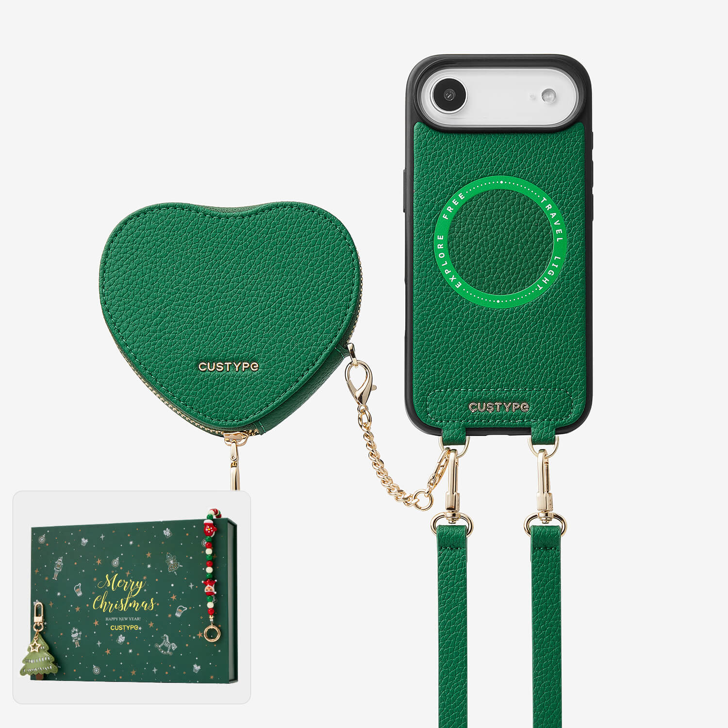 Magnet heart Crossbody Phone Case green

