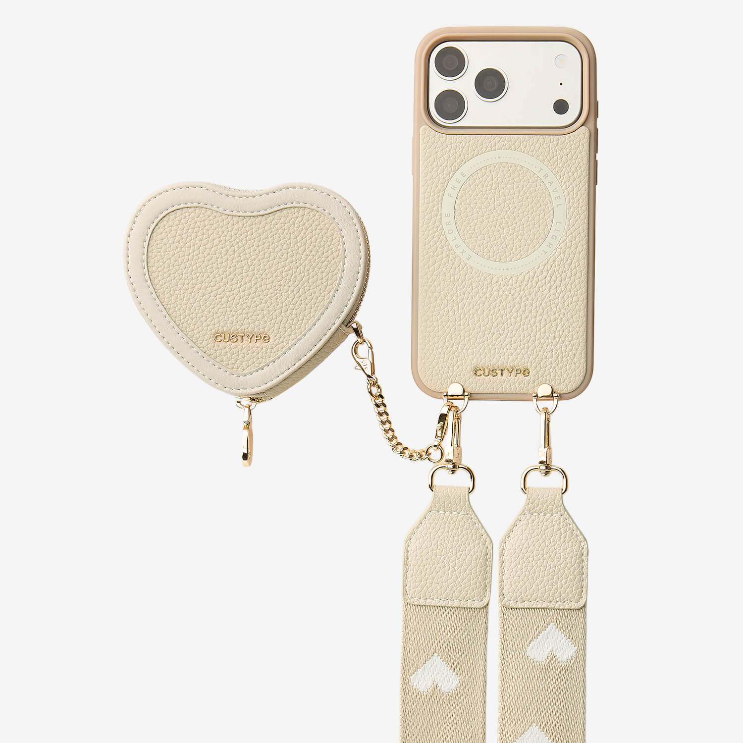 Patch Heart- Crossbody Phone Case with Magnet Heart Pouch