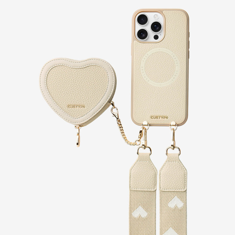 Patch Heart- Crossbody Phone Case with Magnet Heart Pouch - iPhone 13 Pro