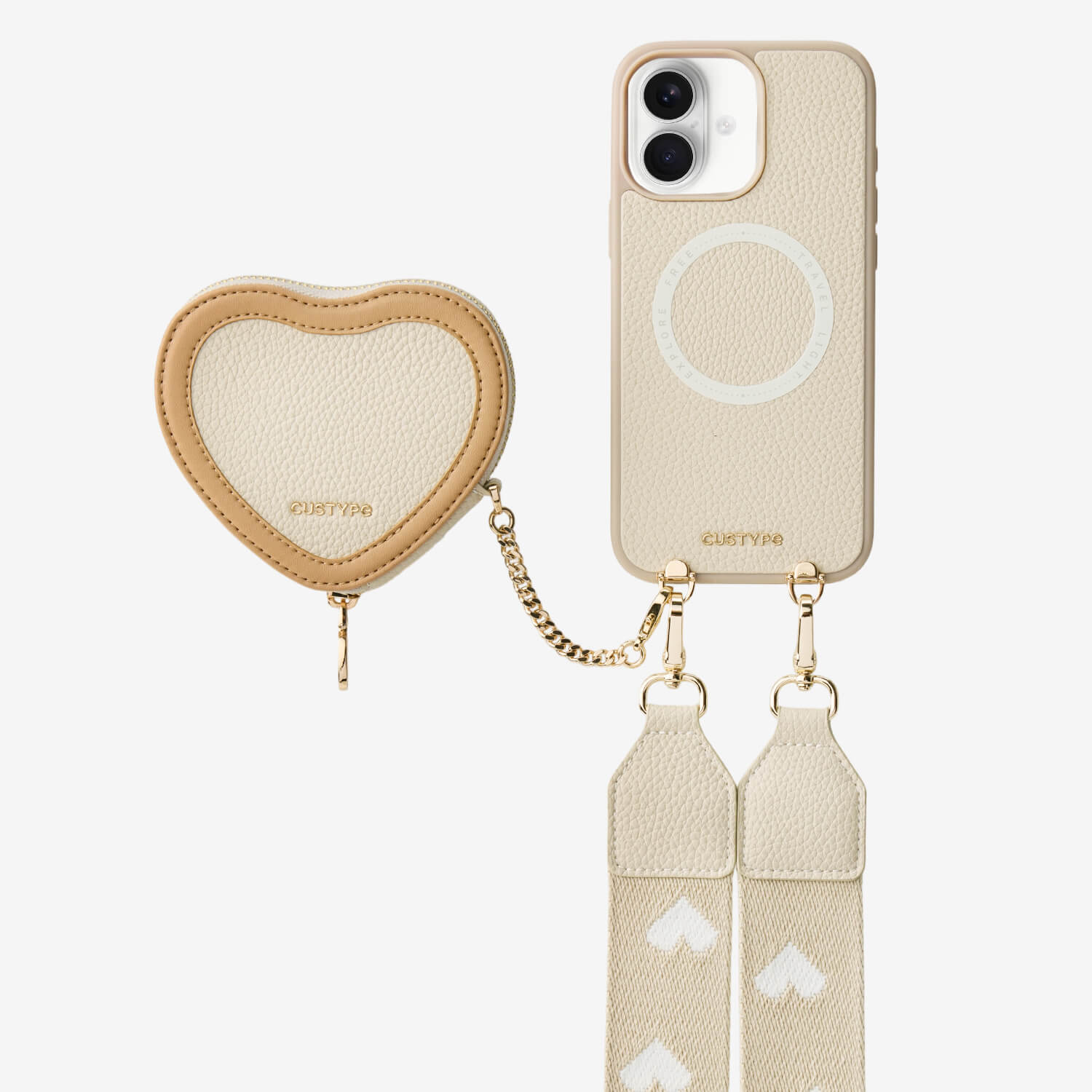 Patch Heart- Crossbody Phone Case with Magnet Heart Pouch - iPhone 18