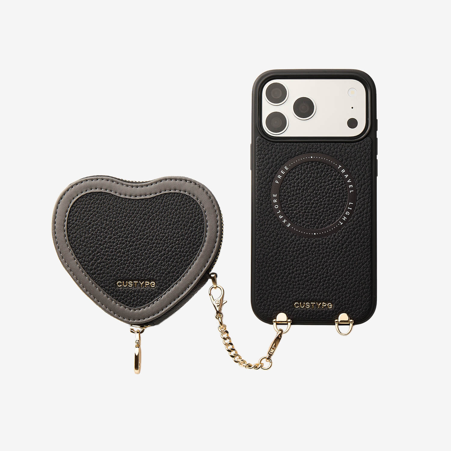 Patch Heart- Crossbody Phone Case with Magnet Heart Pouch
