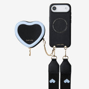 パッチハート - マグネットハートポーチ付きクロスボディスマホケース - iPhone 17 Air