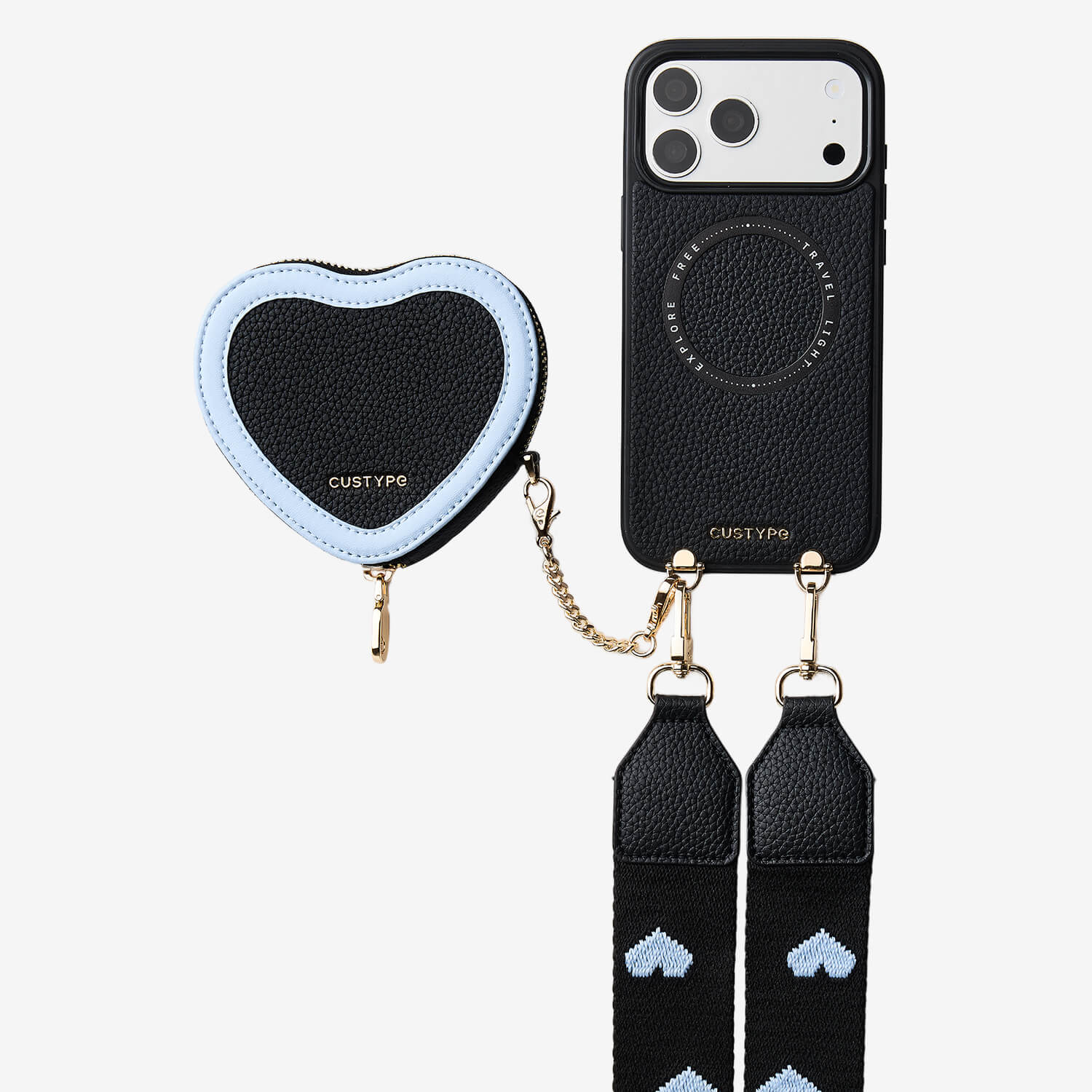 Patch Heart- Crossbody Phone Case with Magnet Heart Pouch