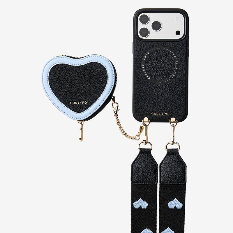 Heart iPhone 17 Pro Max Case with Crossbody & Magnet Pouch – Custype Heart iPhone 17 Pro Max Case with Crossbody & Magnet Pouch – Custype