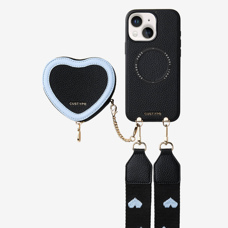Patch Heart- Crossbody Phone Case with Magnet Heart Pouch - iPhone 13