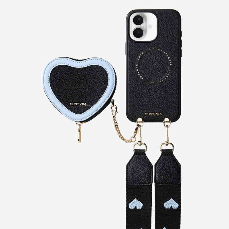 パッチハート - マグネットハートポーチ付きクロスボディスマホケース - iPhone 17