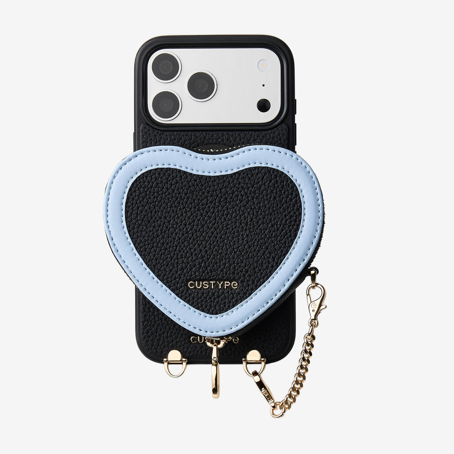 ハート型クロスボディ付きマグネットiPhoneケース｜Custypeレザー製
