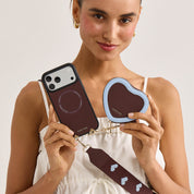 Patch Heart- Crossbody Phone Case with Magnet Heart Pouch - iPhone 15 Plus