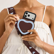 Patch Heart- Crossbody Phone Case with Magnet Heart Pouch - iPhone 15 Plus