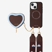 Patch Heart- Crossbody Phone Case with Magnet Heart Pouch - iPhone 15 Plus