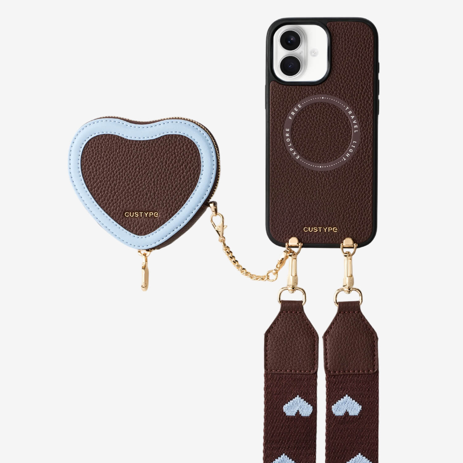 best crossbody phone case​ with heart-shaped pouch and strap