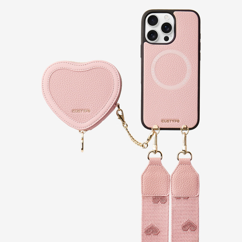 Patch Heart- Crossbody Phone Case with Magnet Heart Pouch - iPhone 13 Pro