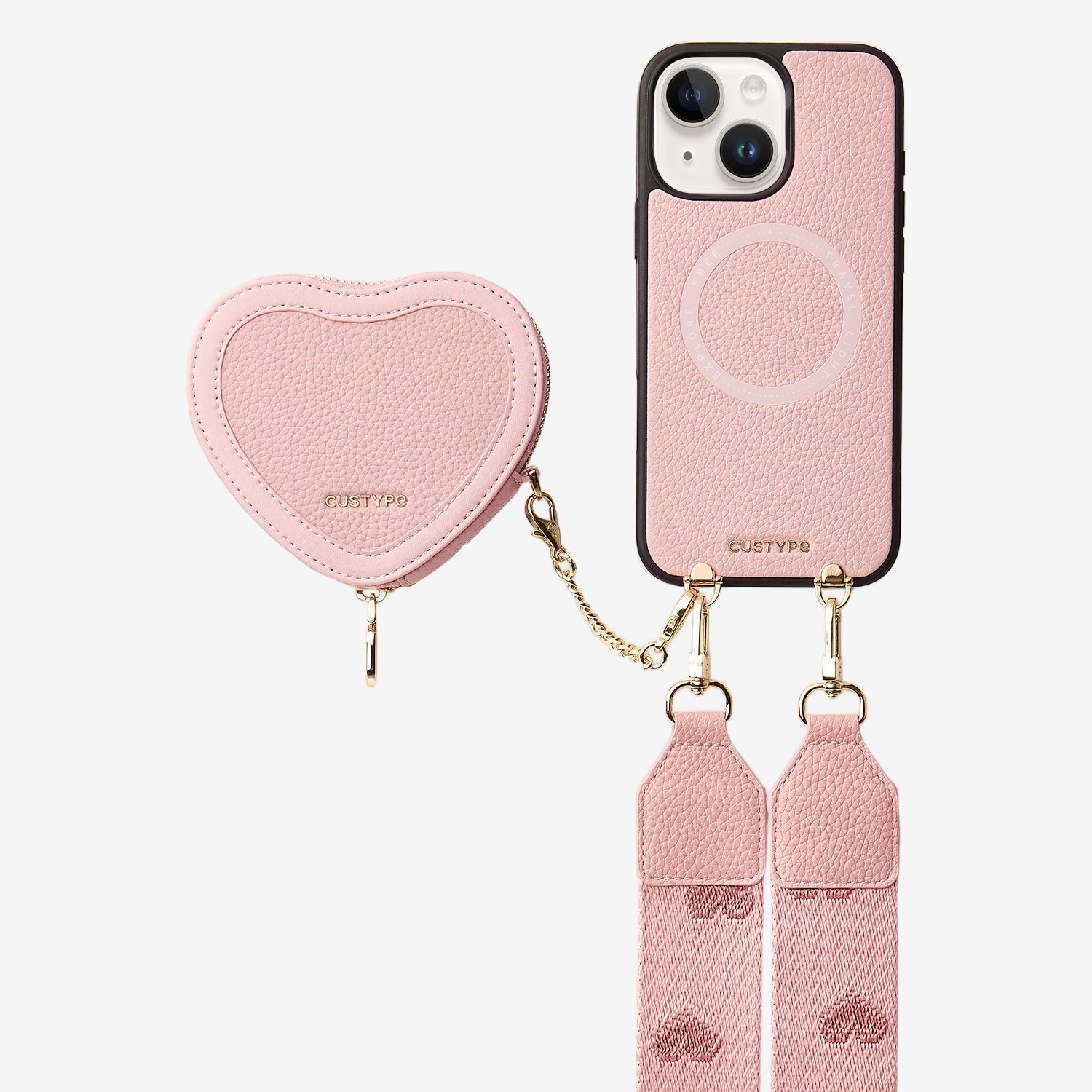 Patch Heart- Crossbody Phone Case with Magnet Heart Pouch