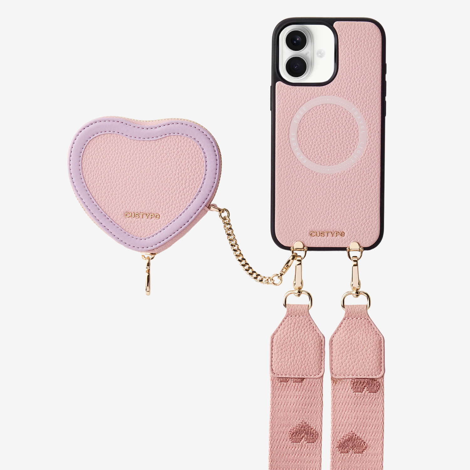 Patch Heart- Crossbody Phone Case with Magnet Heart Pouch - iPhone 18