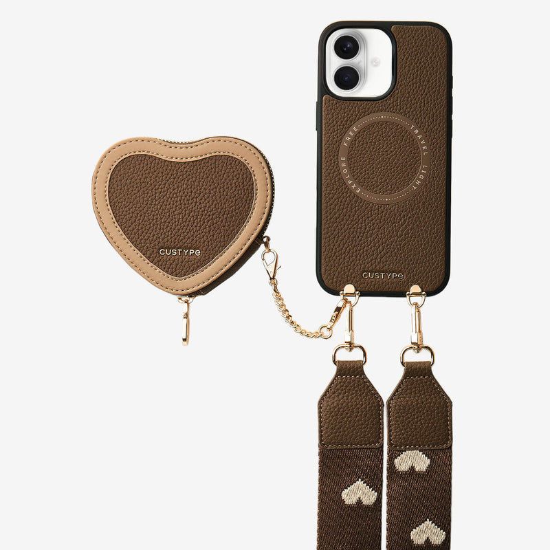 Patch Heart- Crossbody Phone Case with Magnet Heart Pouch - iPhone 16 E