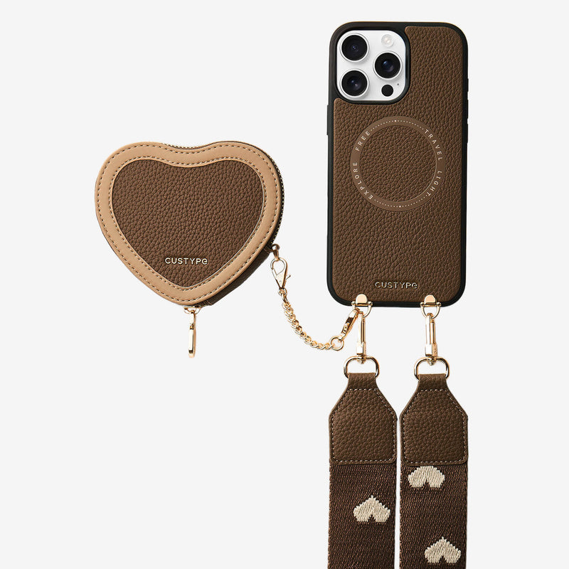Patch Heart- Crossbody Phone Case with Magnet Heart Pouch - iPhone 16 Pro Max