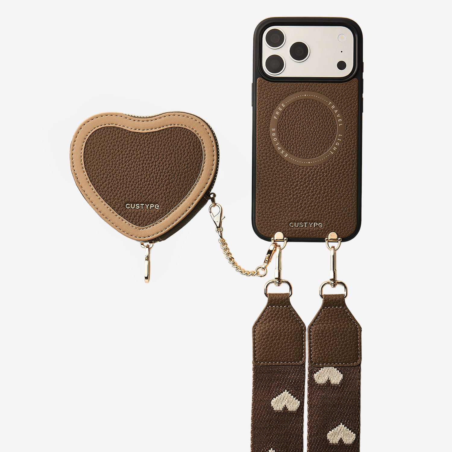 Patch Heart- Crossbody Phone Case with Magnet Heart Pouch