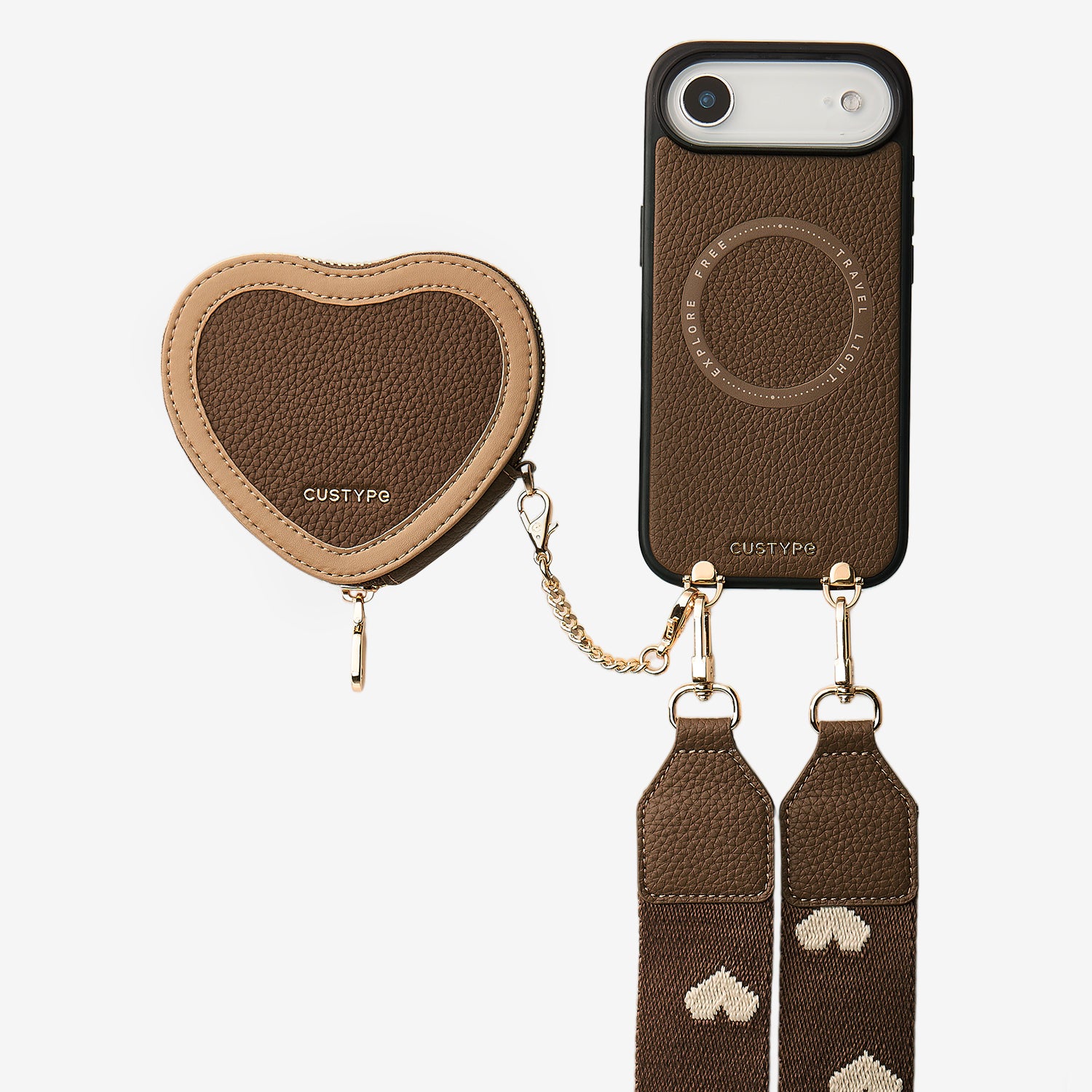 Patch Heart- Crossbody Phone Case with Magnet Heart Pouch