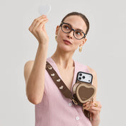 cute mocha heart pouch with magnetic for storage
