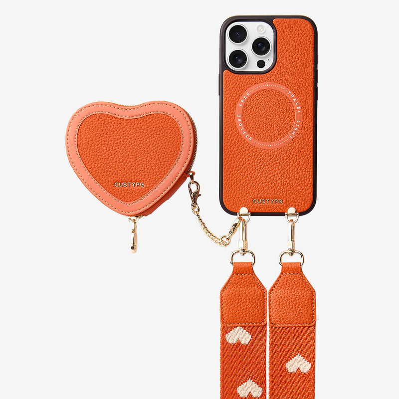 Patch Heart- Crossbody Phone Case with Magnet Heart Pouch - iPhone 16 Pro Max