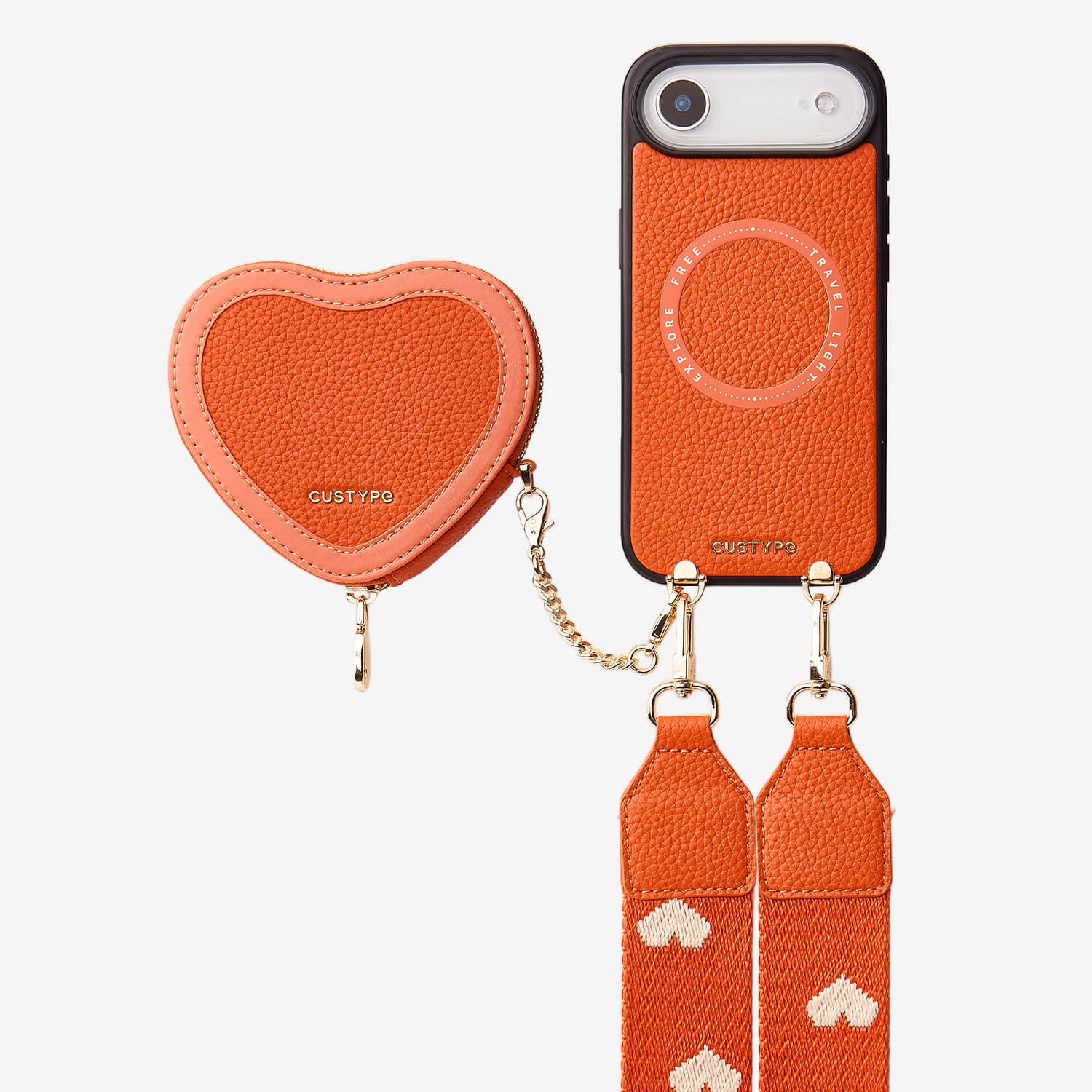 Patch Heart- Crossbody Phone Case with Magnet Heart Pouch