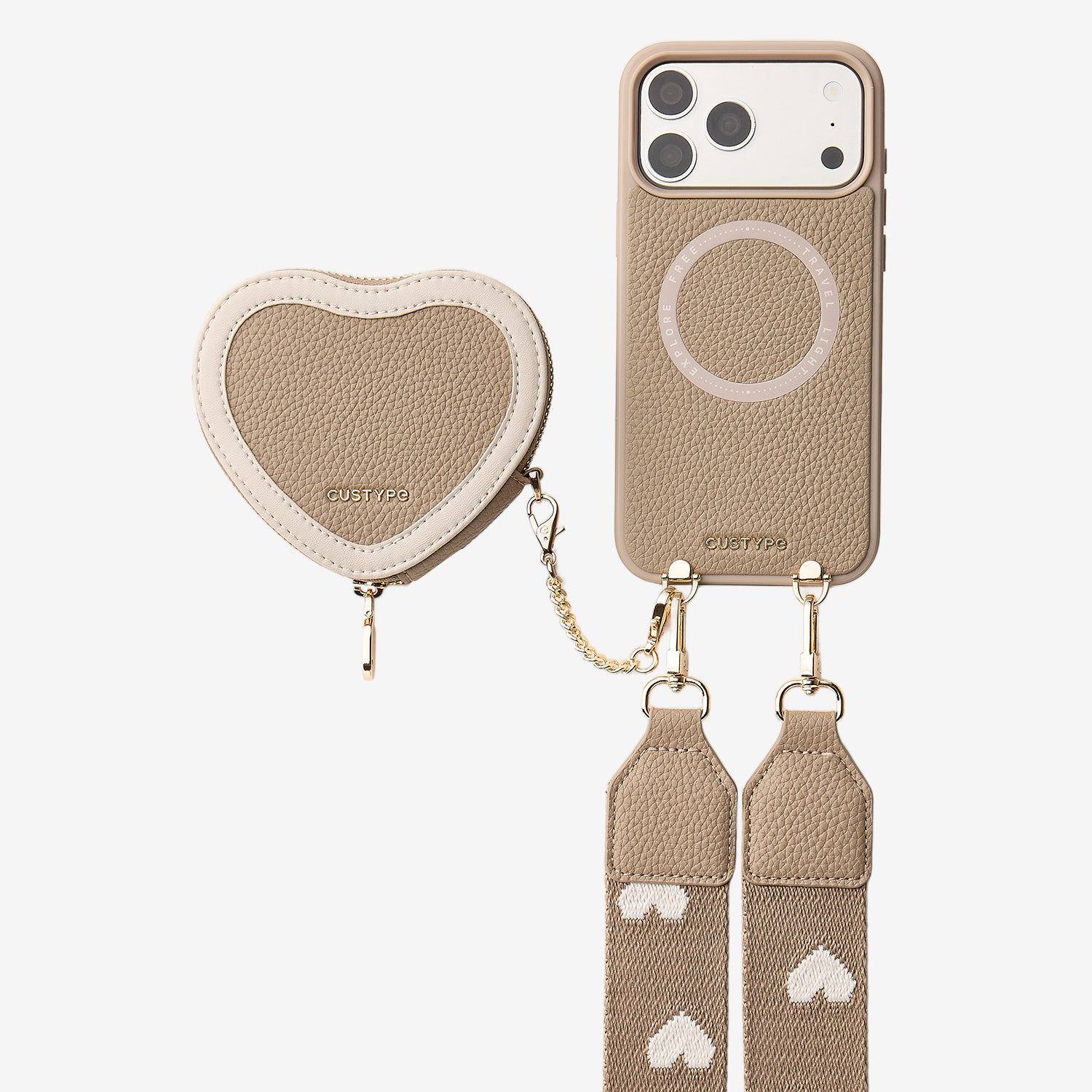 Patch Heart- Crossbody Phone Case with Magnet Heart Pouch