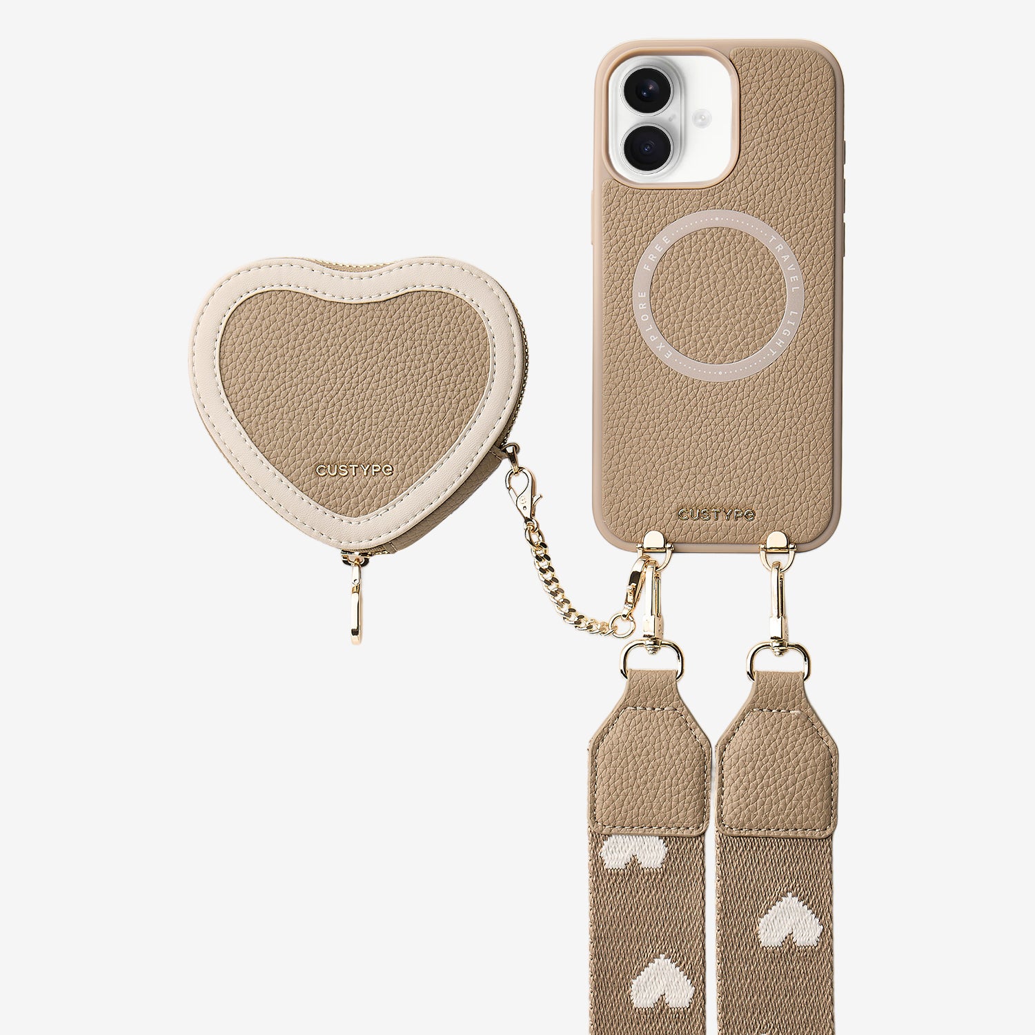 Patch Heart- Crossbody Phone Case with Magnet Heart Pouch